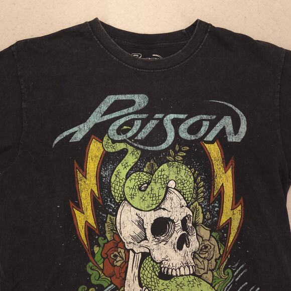 Poison Band Gildan Casual Crew Neck Graphic T Shirt Mens Size Small S Black - Picture 1 of 9